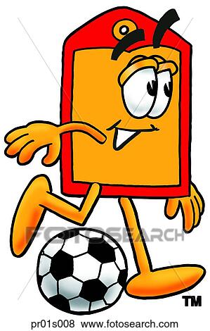 Clip Art - Price tag playing soccer. Fotosearch
