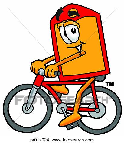 Clipart - Price tag riding bike. Fotosearch