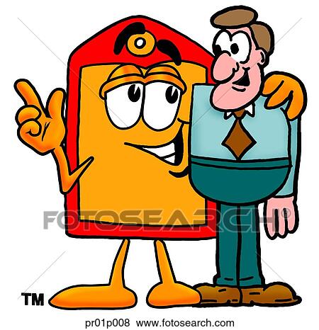 Clip Art - Price tag with a man. Fotosearch