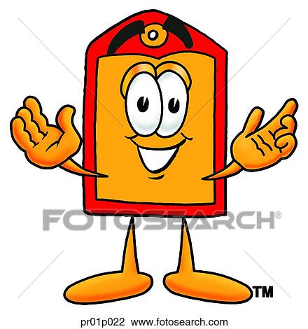 Clipart - Price tag with arms open. Fotosearch