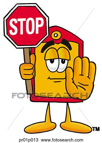 Clipart - Price tag with stop sign. Fotosearch
