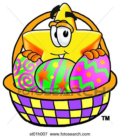 Clip Art - Star and easter basket. Fotosearch