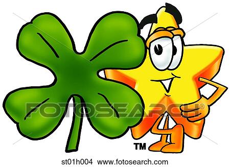 Clipart - Star and shamrock. Fotosearch