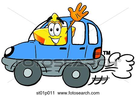Clipart - Star driving a car. Fotosearch