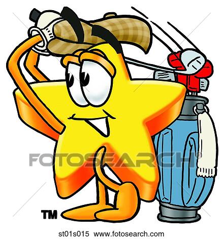 Clipart - Star golfing. Fotosearch