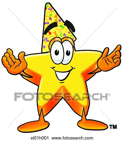 Clipart - Star in party hat. Fotosearch
