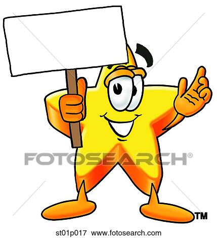 Clip Art - Star with a sign. Fotosearch