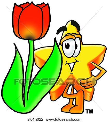 Star with tulip View Large Clip Art Graphic Clipart - Star with tulip. Fotosearch