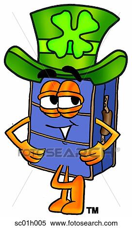 Suitcase and irish hat View Large Clip Art Graphic Clipart - Suitcase and irish hat. Fotosearch