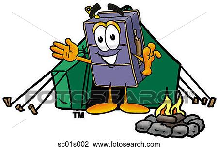Clipart - Suitcase camping. Fotosearch