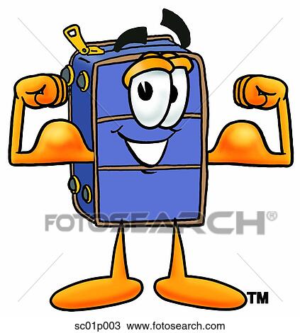 Suitcase flexing muscles View Large Clip Art Graphic Clipart - Suitcase flexing muscles. Fotosearch
