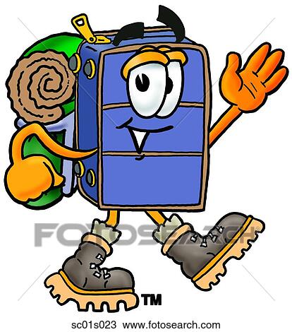 Clipart - Suitcase hiking. Fotosearch