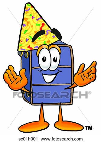 Clipart - Suitcase in party hat. Fotosearch
