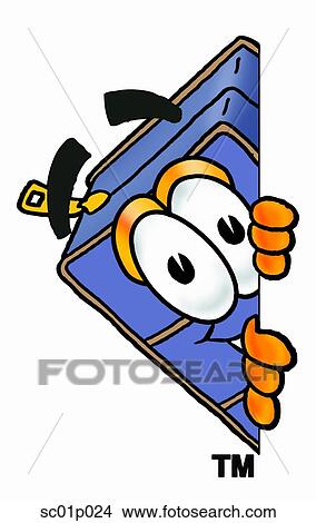 Suitcase peeking around side View Large Clip Art Graphic Clipart - Suitcase peeking around side. Fotosearch