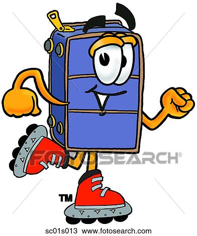 Suitcase roller blading View Large Clip Art Graphic Clipart - Suitcase roller blading. Fotosearch