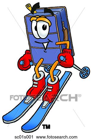 Clipart - Suitcase skiing. Fotosearch