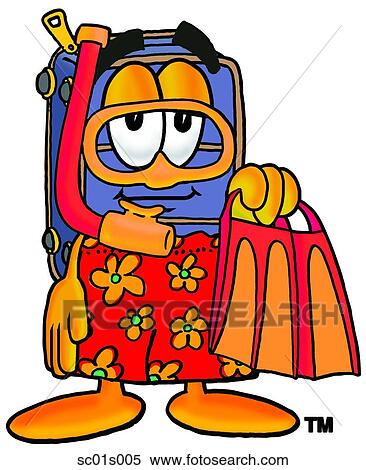 Suitcase snorkeling View Large Clip Art Graphic Clipart - Suitcase snorkeling. Fotosearch