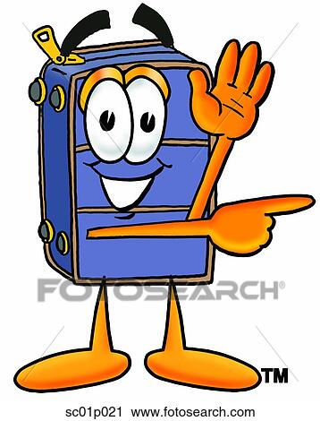 Suitcase waving and pointing View Large Clip Art Graphic Clipart - Suitcase waving and pointing. Fotosearch