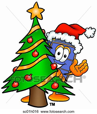 Clip Art - Suitcase with christmas tree. Fotosearch