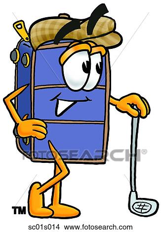 Suitcase with golf club View Large Clip Art Graphic Clipart - Suitcase with golf club. Fotosearch