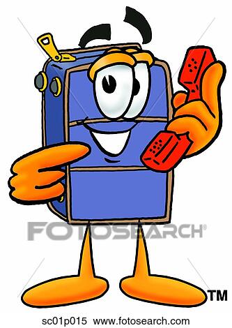 Clipart - Suitcase with phone. Fotosearch