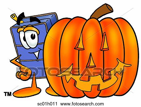 Clipart - Suitcase with pumpkin. Fotosearch