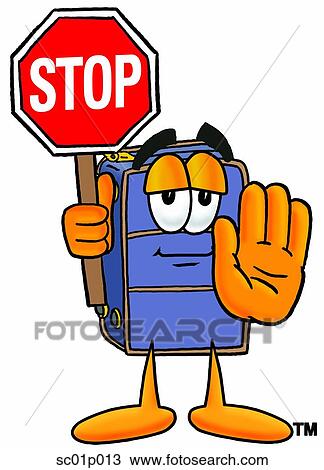 Suitcase with stop sign View Large Clip Art Graphic Clipart - Suitcase with stop sign. Fotosearch