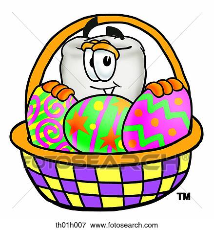 Clip Art - Tooth and easter basket. Fotosearch