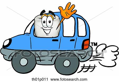 Clipart - Tooth driving a car. Fotosearch