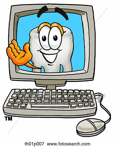Clip Art - Tooth in computer. Fotosearch