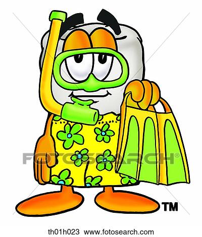 Clipart - Tooth in swim trunks. Fotosearch