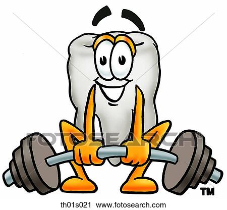 Clipart - Tooth lifting weights low. Fotosearch
