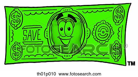 Clipart - Tooth on a dollar bill. Fotosearch