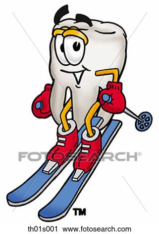 Clipart - Tooth skiing. Fotosearch