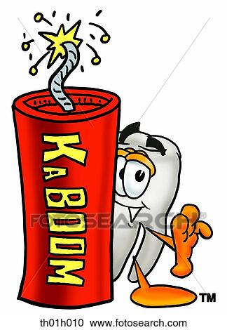 Clipart - Tooth with fire cracker. Fotosearch