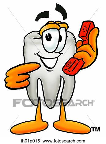 Clipart - Tooth with phone. Fotosearch