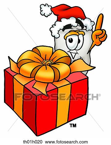 Clipart - Tooth with present. Fotosearch