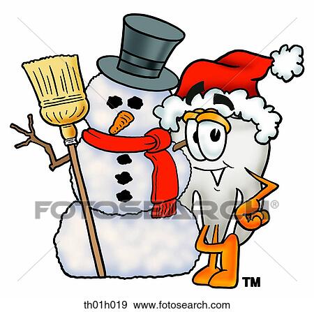 Clip Art - Tooth with snowman. Fotosearch