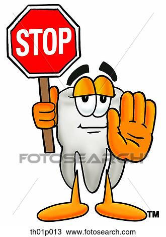 Tooth with stop sign View Large Clip Art Graphic Clipart - Tooth with stop sign. Fotosearch