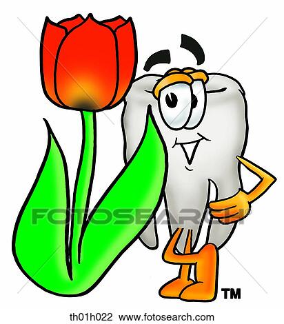 Clipart - Tooth with tulip. Fotosearch