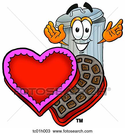 Clipart - Trash can and chocolates. Fotosearch
