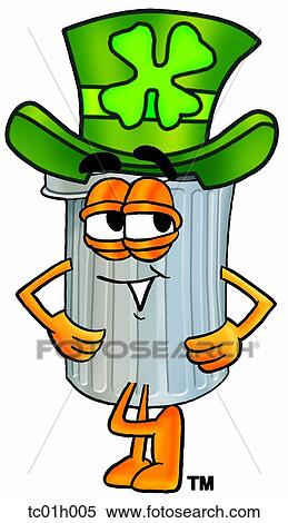 Clipart - Trash can and irish hat. Fotosearch