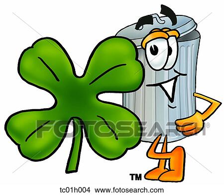 Clipart - Trash can and shamrock. Fotosearch