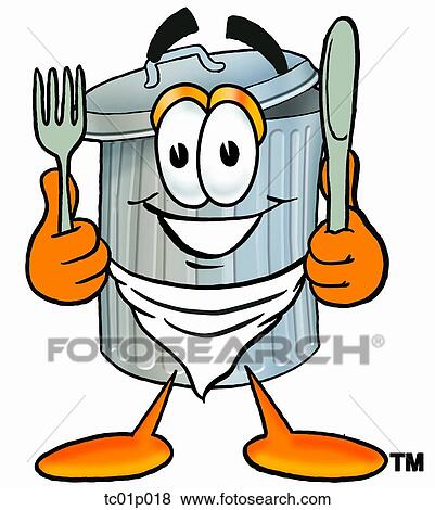 Clip Art - Trash can eating. Fotosearch