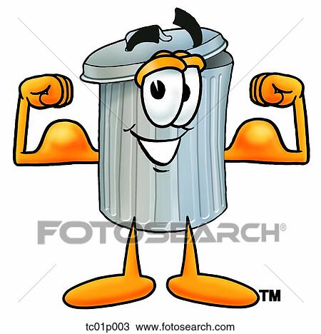Trash can flexing muscles View Large Clip Art Graphic Clipart - Trash can flexing muscles. Fotosearch