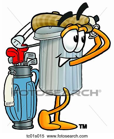 Clipart - Trash can golfing. Fotosearch