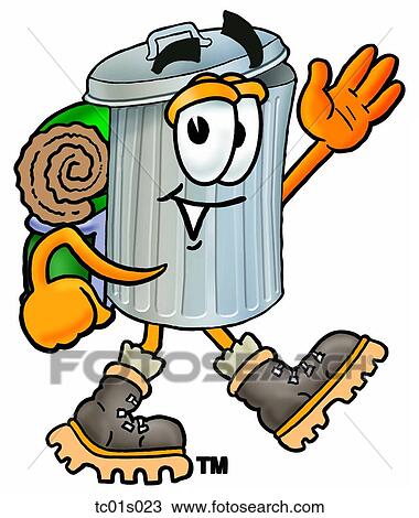 Clipart - Trash can hiking. Fotosearch
