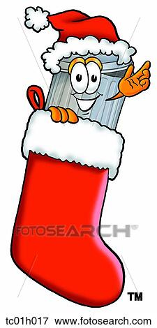 Clip Art - Trash can in stocking. Fotosearch