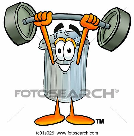 Trash can lifting weights high View Large Clip Art Graphic Clipart - Trash can lifting weights high. Fotosearch