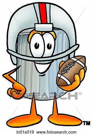 Clip Art - Trash can playing football. Fotosearch